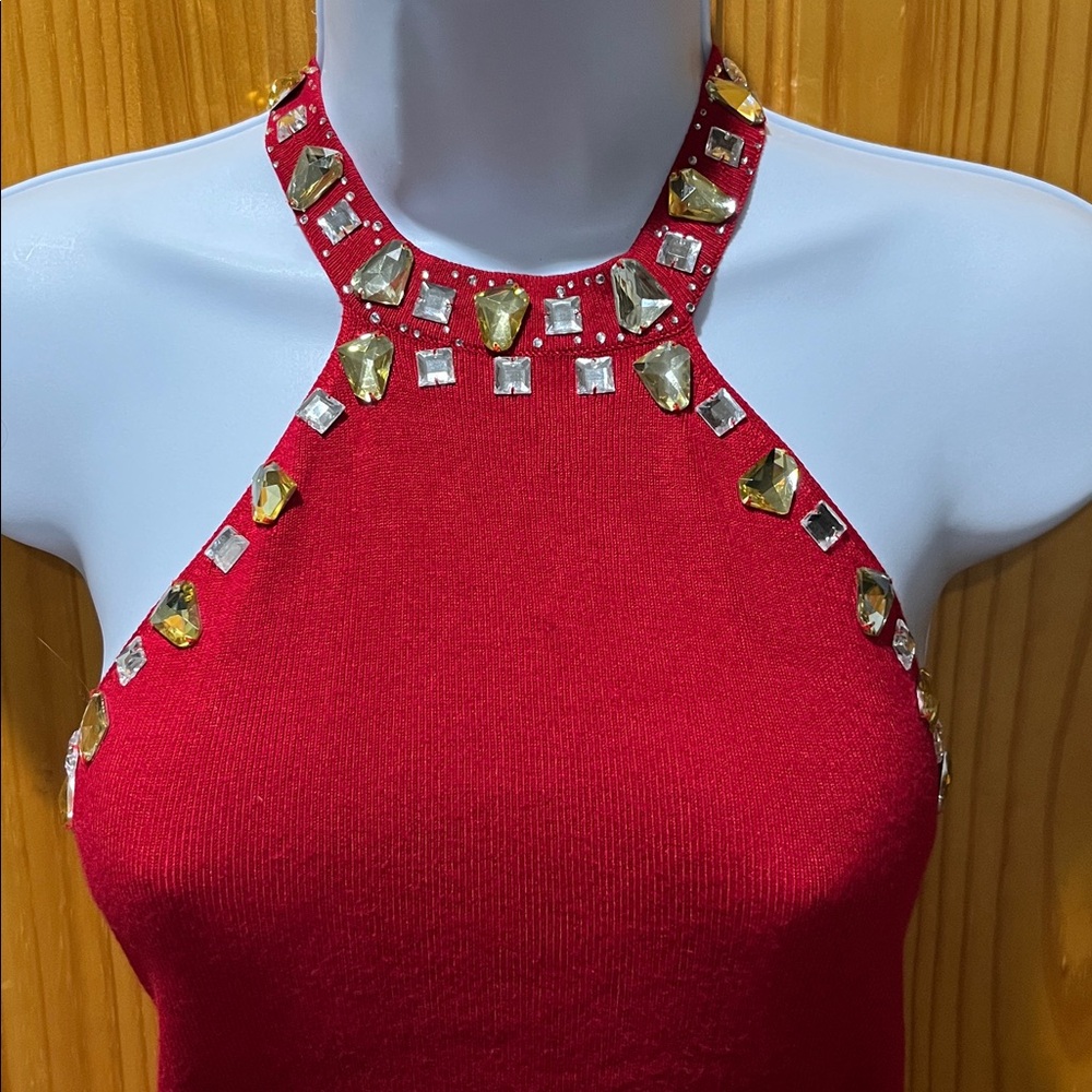 Boston Proper Red Embellished Top
